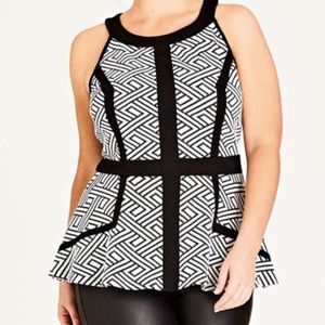 City Chic Sleeveless Peplum Top